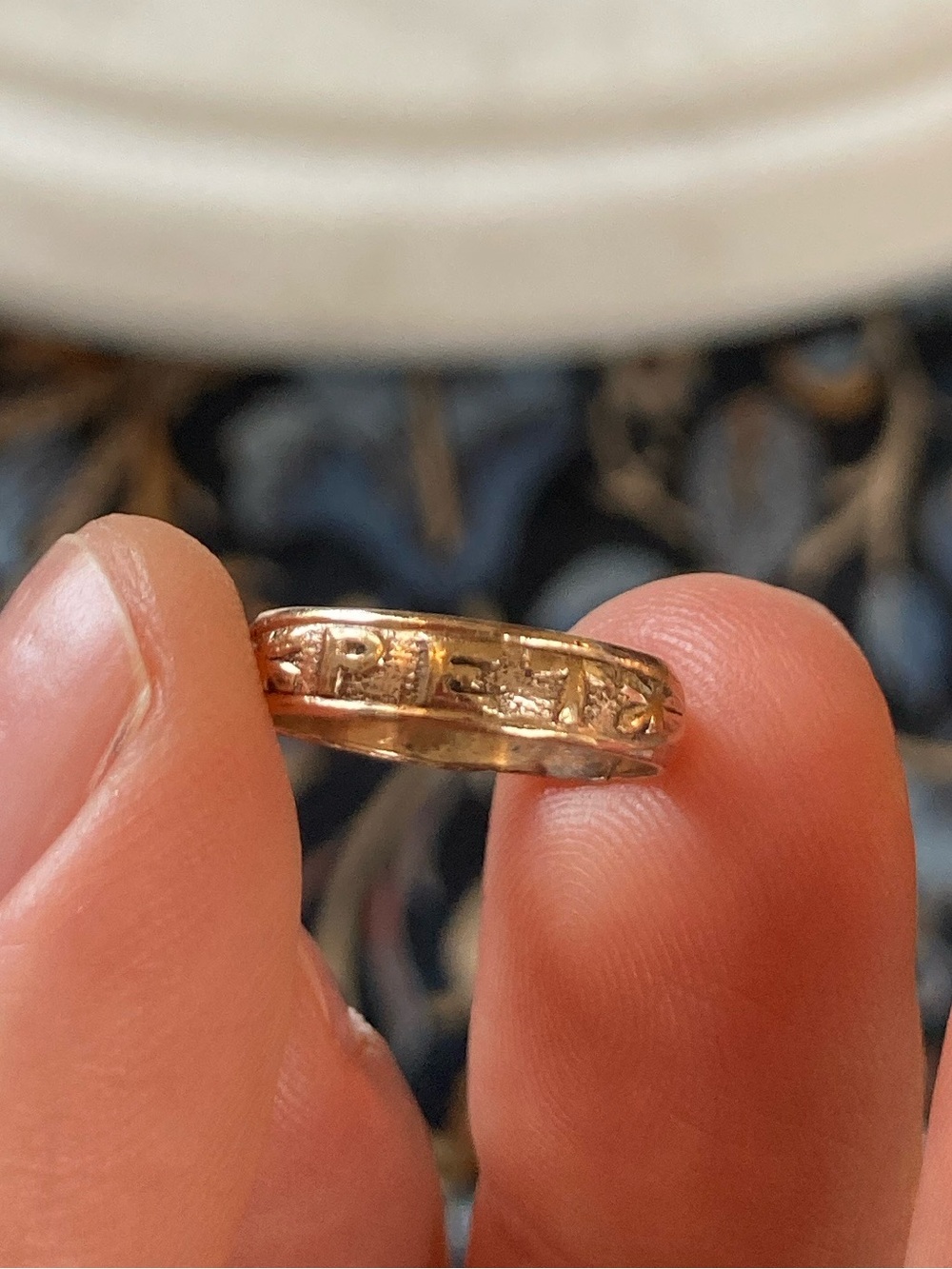 Antique Victorian “PET” Engraved Ring, Tiny Size